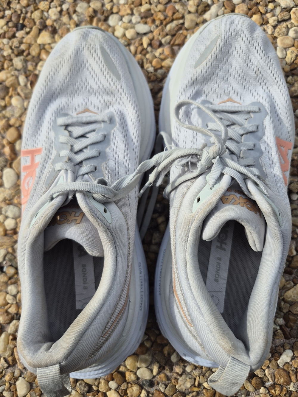 Hoka One One Women's Running Shoes - Light Gray with Coral Accents - Picture 6 of 12